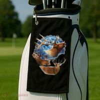 Funny Elk Hunting Elk Howling At The Moon Golf Towel thumb 2