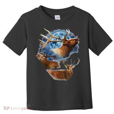 Funny Elk Hunting Elk Howling At The Moon Toddler T-Shirt