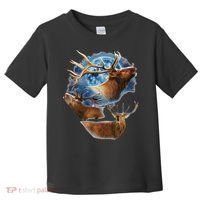 Funny Elk Hunting Elk Howling At The Moon Toddler T-Shirt thumb 0