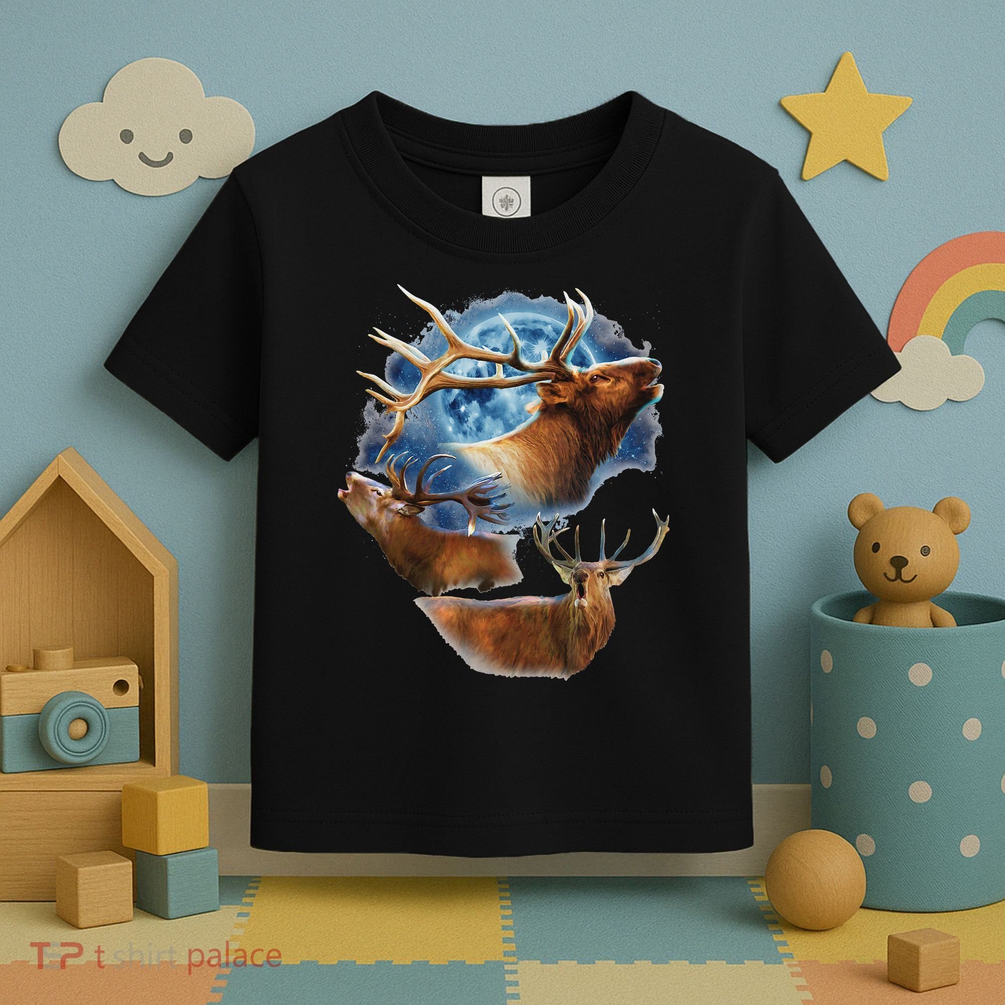 Funny Elk Hunting Elk Howling At The Moon Toddler T-Shirt