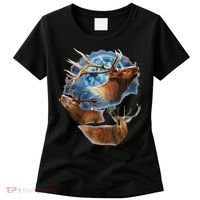 Funny Elk Hunting Elk Howling At The Moon Women's T-Shirt thumb 0