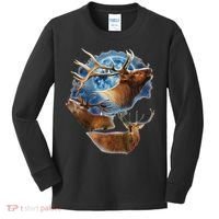 Funny Elk Hunting Elk Howling At The Moon Kids Long Sleeve Shirt thumb 0