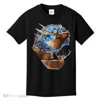 Funny Elk Hunting Elk Howling At The Moon Kids T-Shirt thumb 0