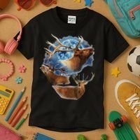 Funny Elk Hunting Elk Howling At The Moon Kids T-Shirt thumb 3