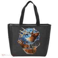 Funny Elk Hunting Elk Howling At The Moon Tote Bag thumb 0