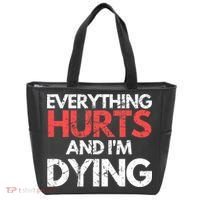 Funny Everything Hurts I'm Dying Fitness Workout Gym Wo Tote Bag thumb 0