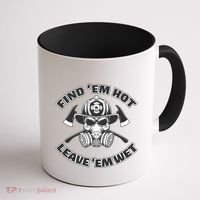 Find Em Hot Leave Em Wet Funny Firefighter Skull Gift Coffee Mug thumb 1