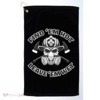Find Em Hot Leave Em Wet Funny Firefighter Skull Gift Golf Towel thumb 0