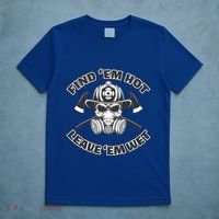 Find Em Hot Leave Em Wet Funny Firefighter Skull Gift T-Shirt thumb 5