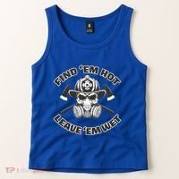 Find Em Hot Leave Em Wet Funny Firefighter Skull Gift Tank Top thumb 2