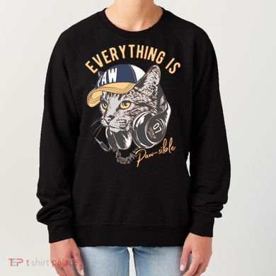 Funny Everything Is Pawsible Hiphop Cat Women's Sweatshirt