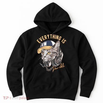 Funny Everything Is Pawsible Hiphop Cat Hoodie