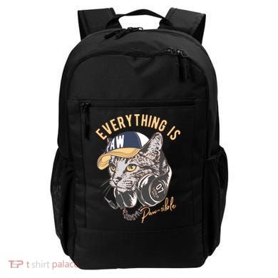 Funny Everything Is Pawsible Hiphop Cat Backpack