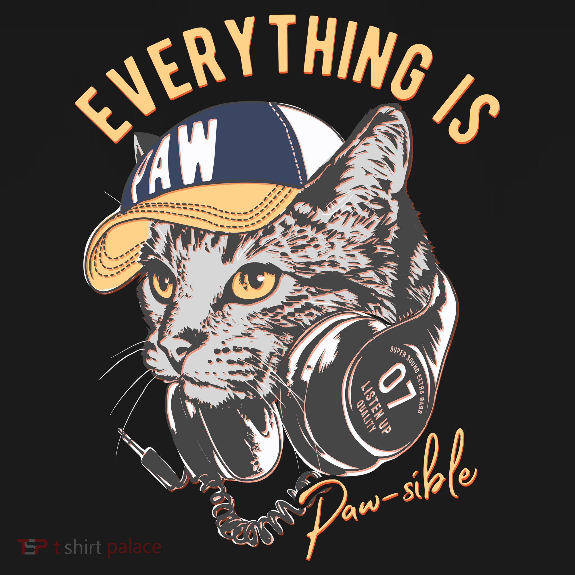 Funny Everything Is Pawsible Hiphop Cat Button