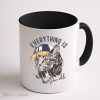 Funny Everything Is Pawsible Hiphop Cat Coffee Mug thumb 1