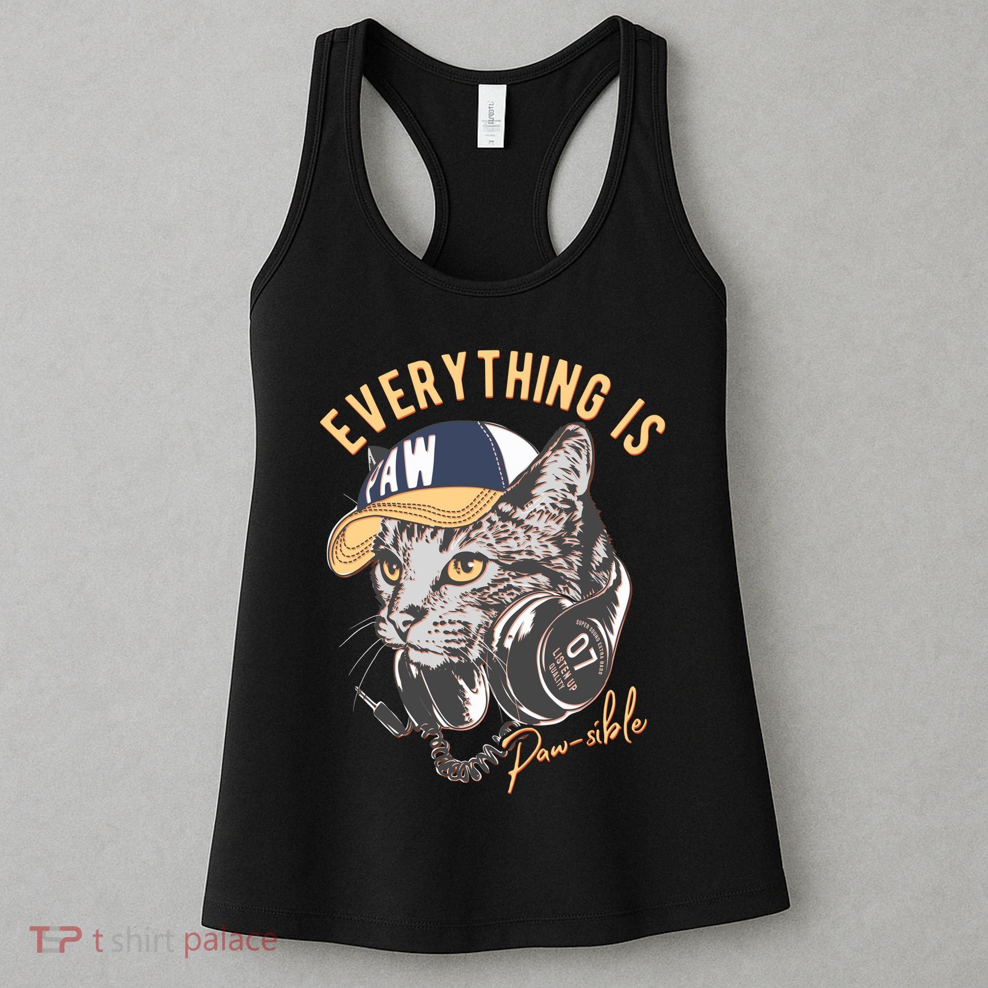 Funny Everything Is Pawsible Hiphop Cat Women's Tank Top