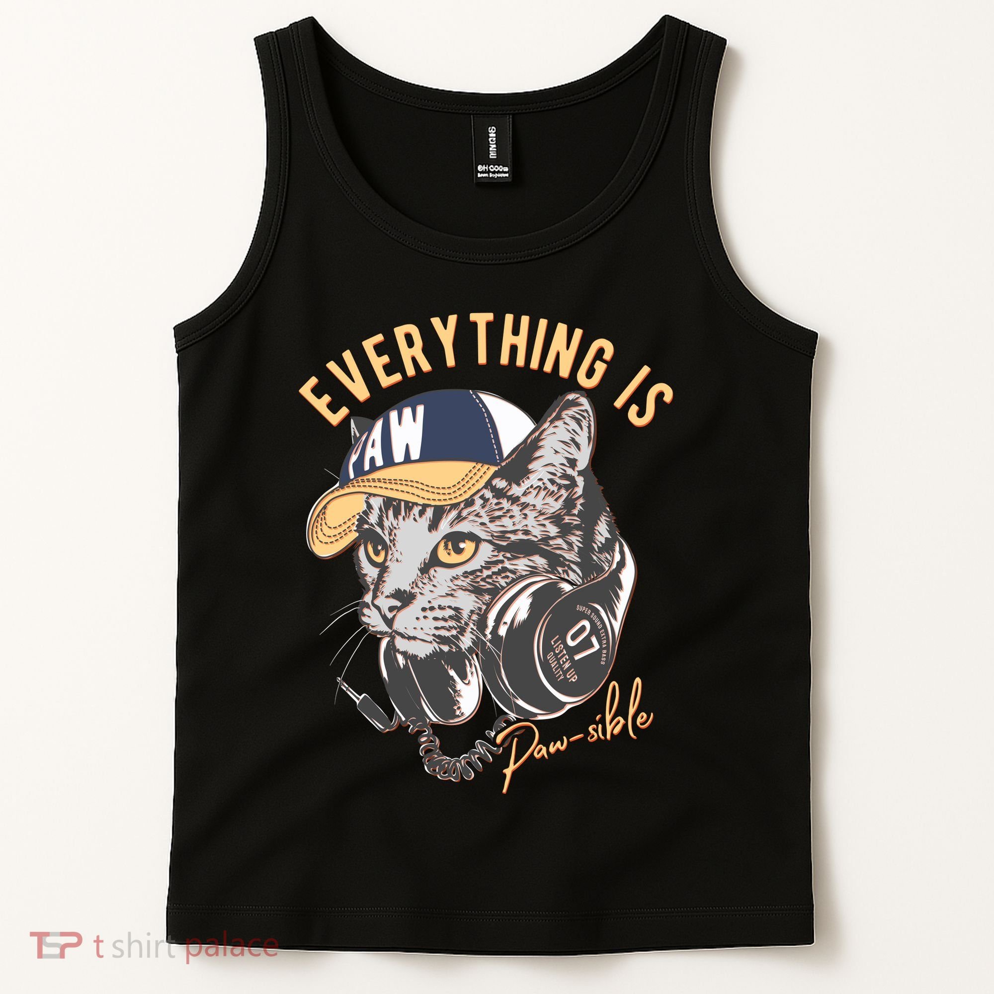 Funny Everything Is Pawsible Hiphop Cat Tank Top