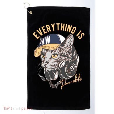 Funny Everything Is Pawsible Hiphop Cat Golf Towel