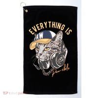 Funny Everything Is Pawsible Hiphop Cat Golf Towel thumb 0