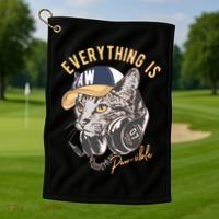 Funny Everything Is Pawsible Hiphop Cat Golf Towel thumb 1