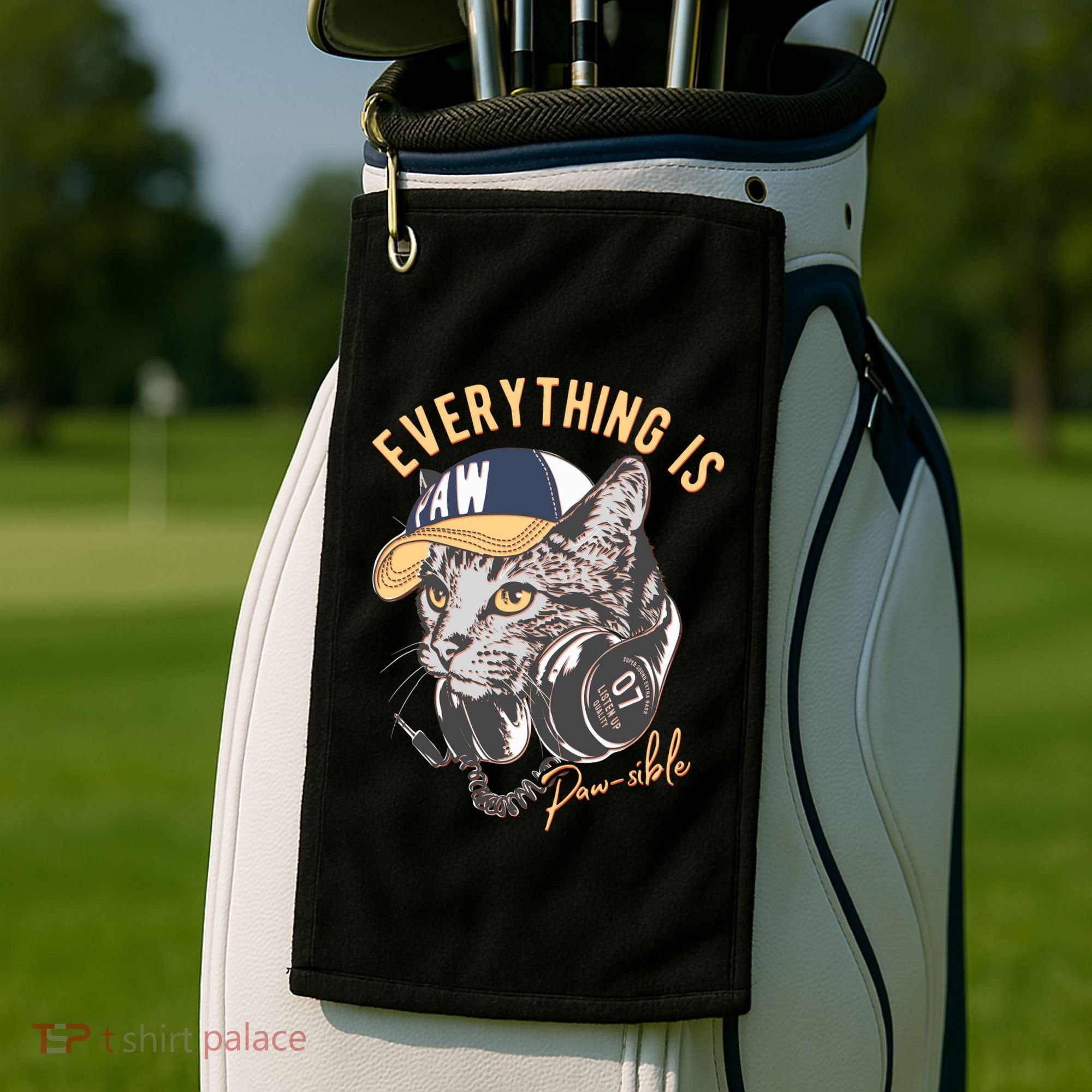 Funny Everything Is Pawsible Hiphop Cat Golf Towel