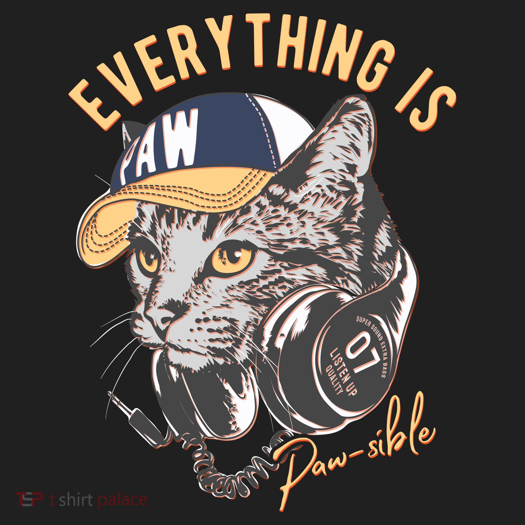 Funny Everything Is Pawsible Hiphop Cat Golf Towel