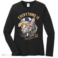 Funny Everything Is Pawsible Hiphop Cat Women's Long Sleeve Shirt thumb 0