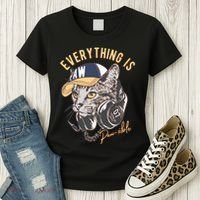 Funny Everything Is Pawsible Hiphop Cat Women's T-Shirt thumb 3