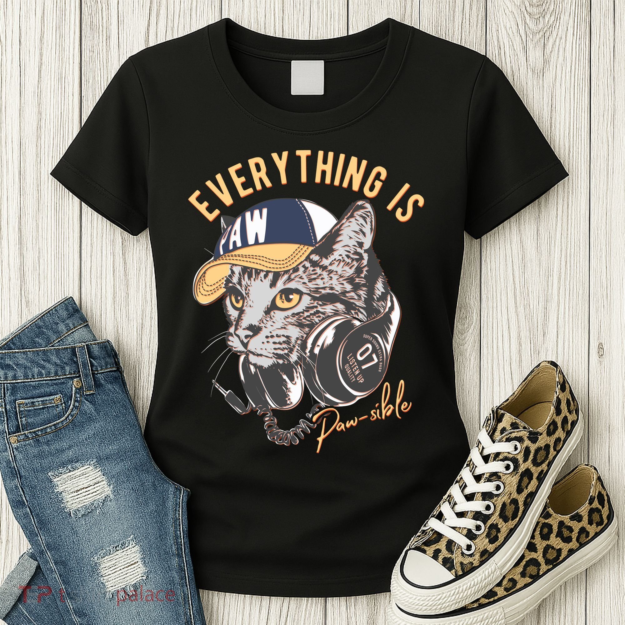 Funny Everything Is Pawsible Hiphop Cat Women's T-Shirt