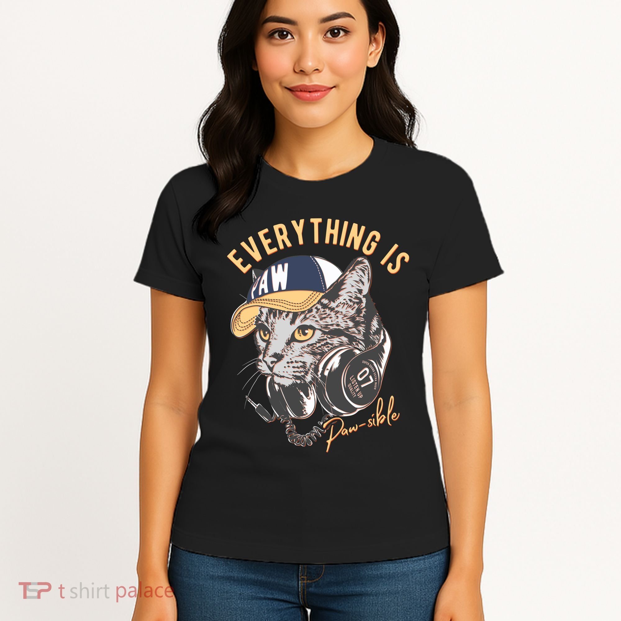Funny Everything Is Pawsible Hiphop Cat Women's T-Shirt