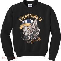 Funny Everything Is Pawsible Hiphop Cat Kids Sweatshirt thumb 0
