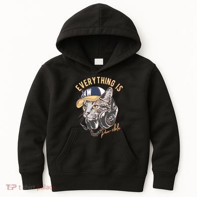 Funny Everything Is Pawsible Hiphop Cat Kids Hoodie
