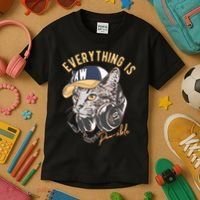 Funny Everything Is Pawsible Hiphop Cat Kids T-Shirt thumb 3