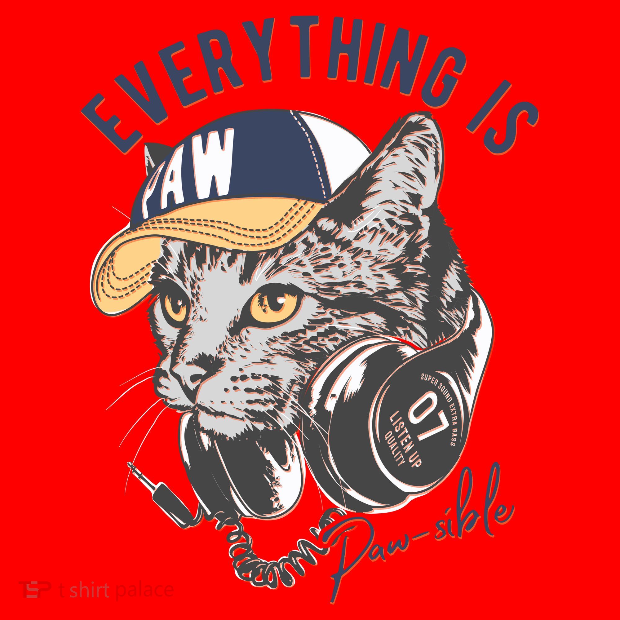 Funny Everything Is Pawsible Hiphop Cat Santa Hat