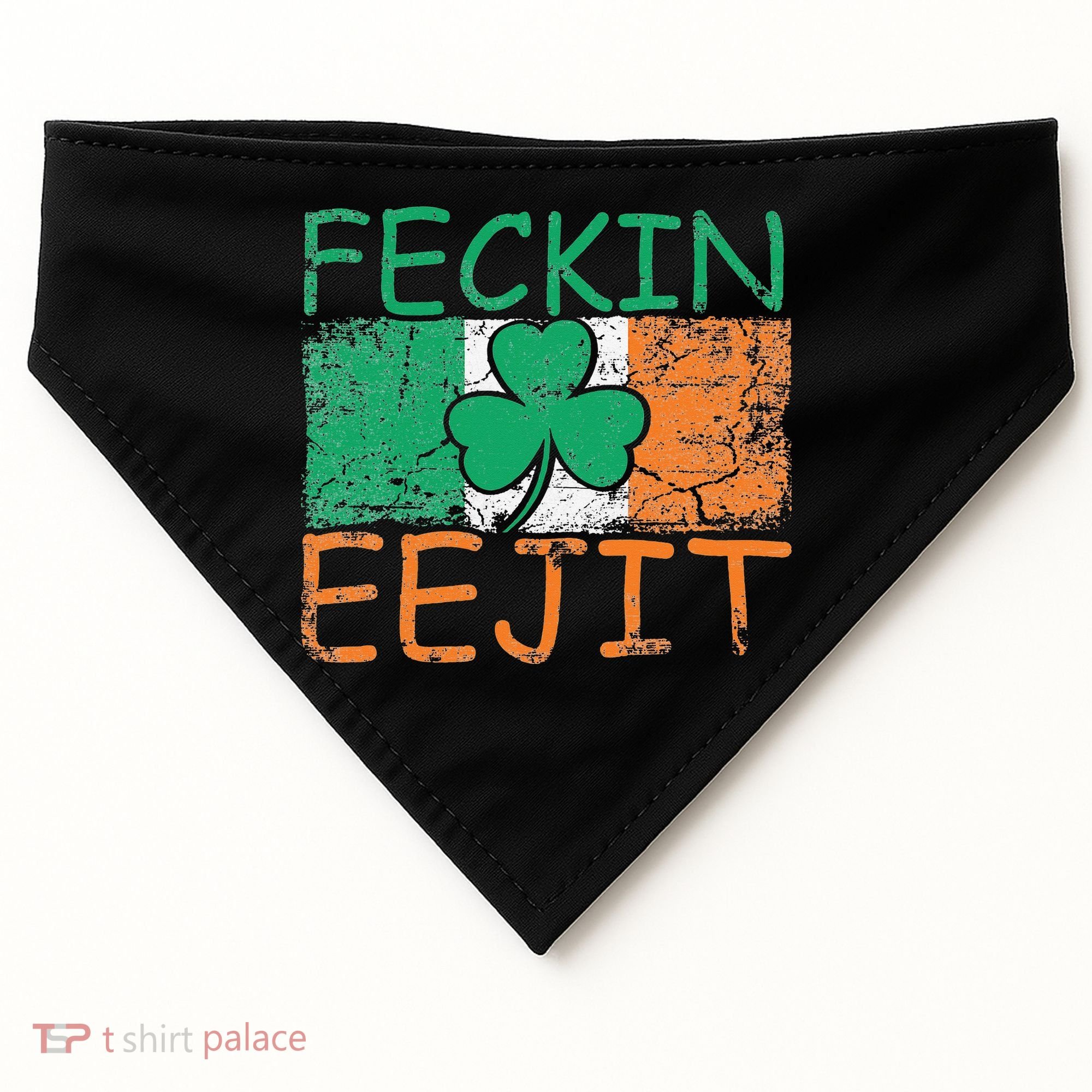 Feckin Eejit Ireland Irish Slang flag St Patricks Day USA-Made Doggie Bandana
