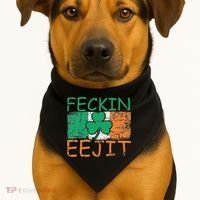 Feckin Eejit Ireland Irish Slang flag St Patricks Day USA-Made Doggie Bandana thumb 1