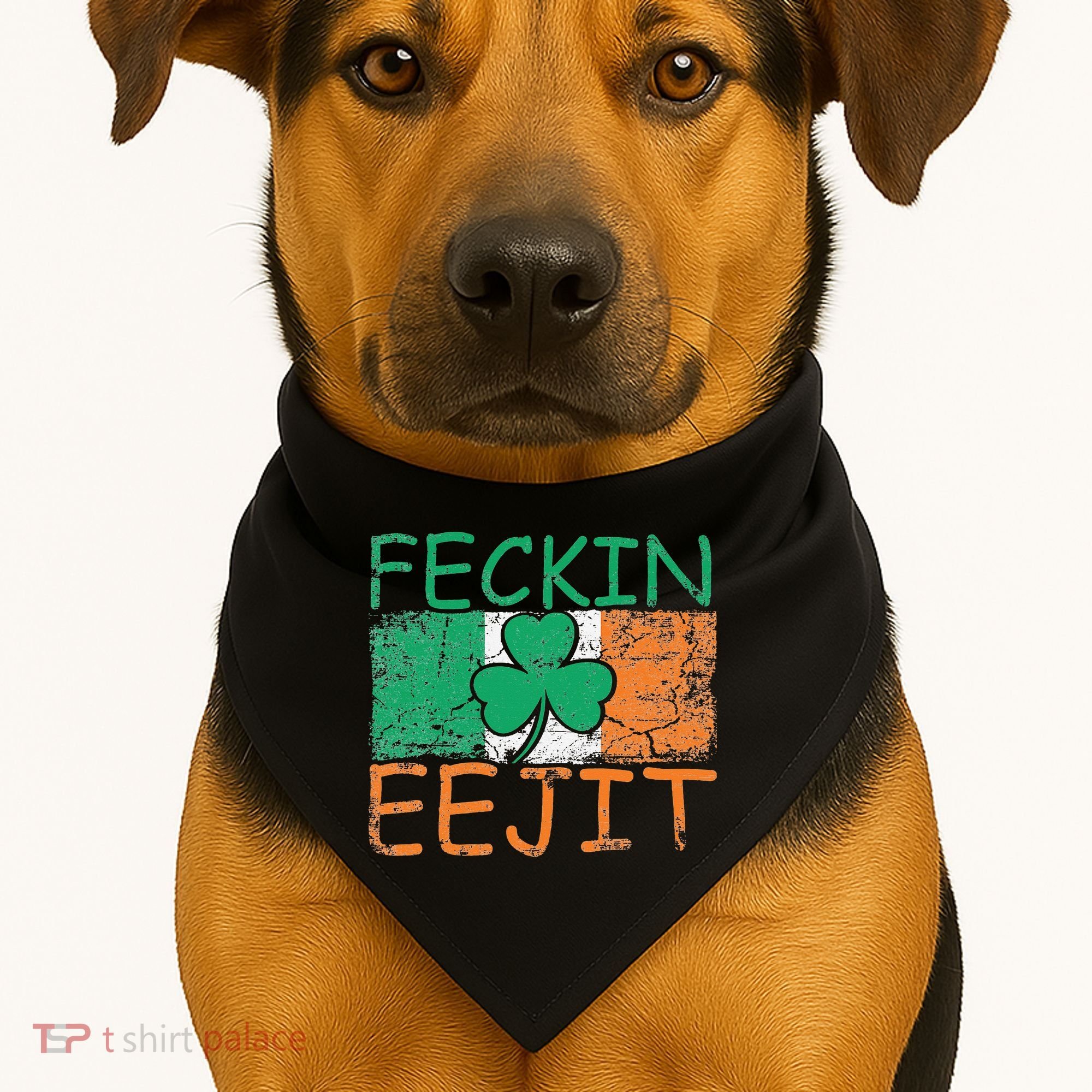 Feckin Eejit Ireland Irish Slang flag St Patricks Day USA-Made Doggie Bandana