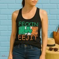 Feckin Eejit Ireland Irish Slang flag St Patricks Day Women's Tank Top thumb 2