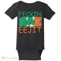 Feckin Eejit Ireland Irish Slang flag St Patricks Day Baby Bodysuit thumb 0