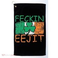 Feckin Eejit Ireland Irish Slang flag St Patricks Day Golf Towel thumb 0