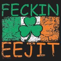 Feckin Eejit Ireland Irish Slang flag St Patricks Day Golf Towel thumb 3