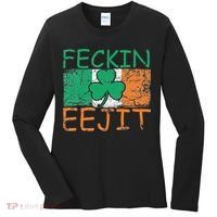 Feckin Eejit Ireland Irish Slang flag St Patricks Day Women's Long Sleeve Shirt thumb 0