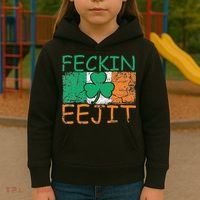 Feckin Eejit Ireland Irish Slang flag St Patricks Day Kids Hoodie thumb 3