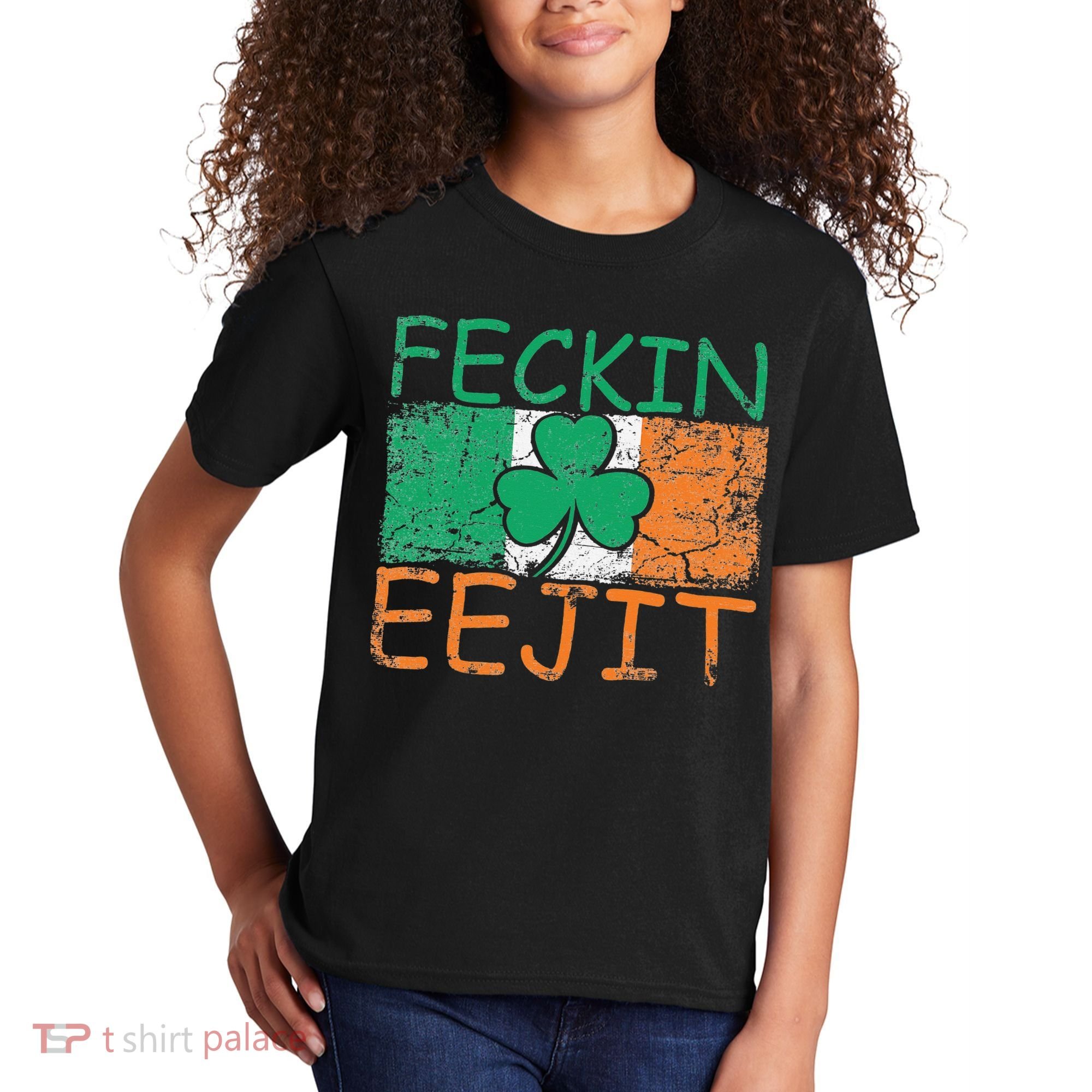 Feckin Eejit Ireland Irish Slang flag St Patricks Day Kids T-Shirt