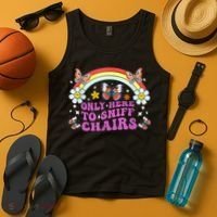 Funny Embarrassing Inappropriate Only Here To Sniff Chairs Tank Top thumb 4
