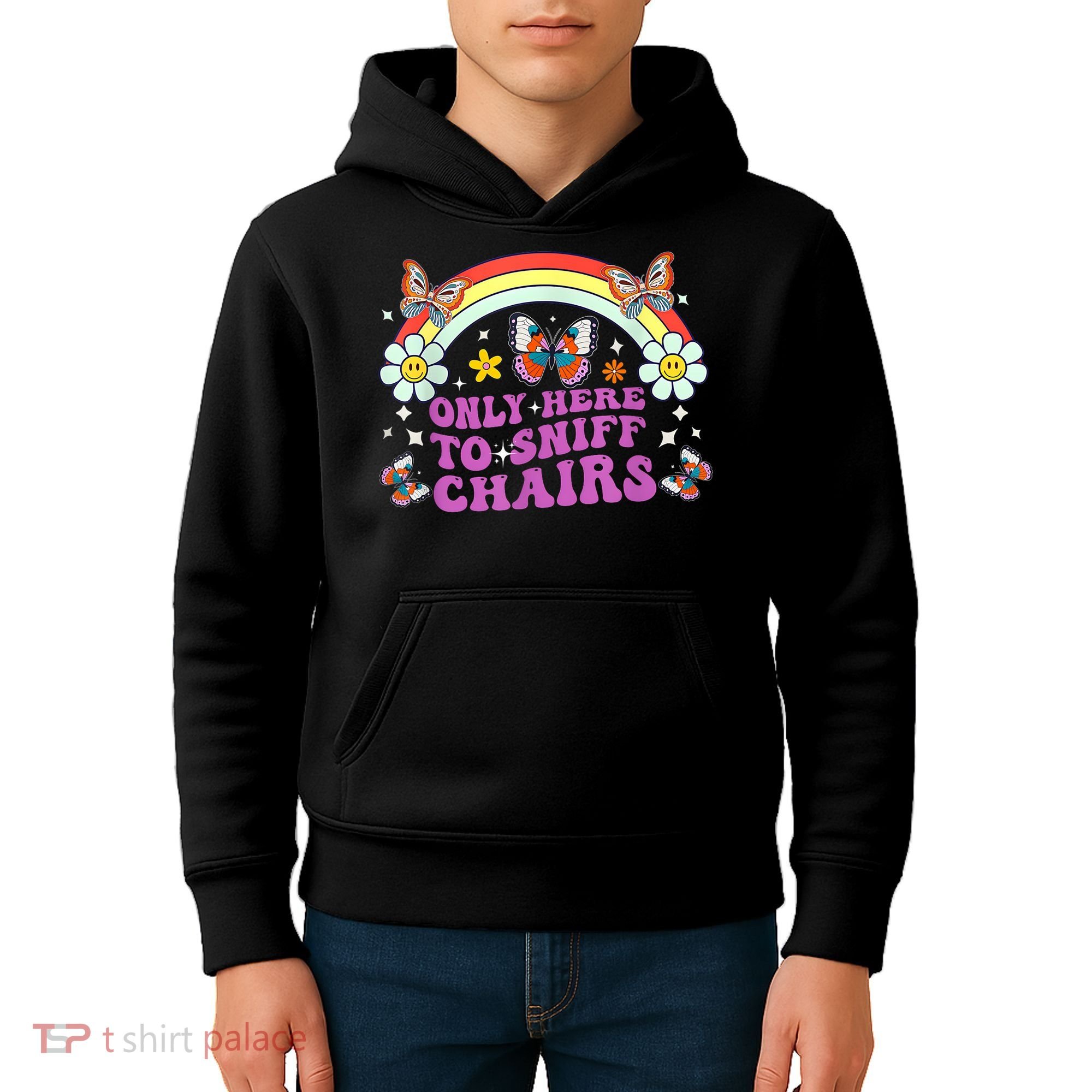 Funny Embarrassing Inappropriate Only Here To Sniff Chairs Kids Hoodie