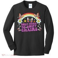 Funny Embarrassing Inappropriate Only Here To Sniff Chairs Kids Long Sleeve Shirt thumb 0