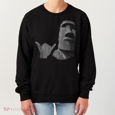 Funny Easter Island Rapa Nui Moai Statue Surfer Shaka Sign Women's Sweatshirt