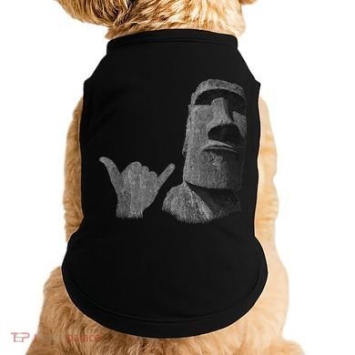 Funny Easter Island Rapa Nui Moai Statue Surfer Shaka Sign Doggie Tank