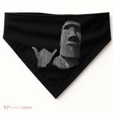 Funny Easter Island Rapa Nui Moai Statue Surfer Shaka Sign USA-Made Doggie Bandana